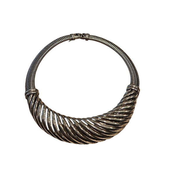 Givenchy Necklace Chunky Silver Choker Necklace 80s Vintage Givenchy - Picture 13 of 15